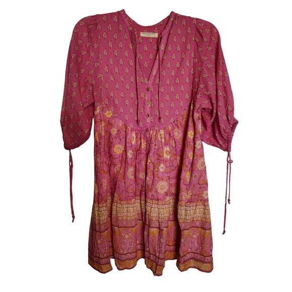 Spell & The Gypsy Tunic Top Dress, Size Small, Pink Boho Floral, Button Festival - Picture 1 of 4